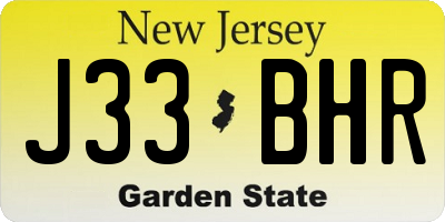 NJ license plate J33BHR