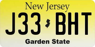 NJ license plate J33BHT