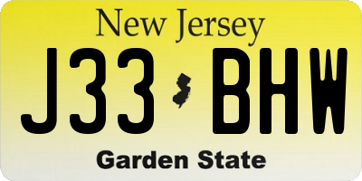 NJ license plate J33BHW