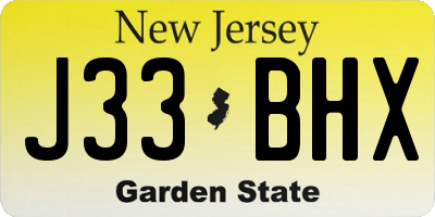 NJ license plate J33BHX