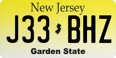 NJ license plate J33BHZ