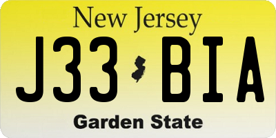 NJ license plate J33BIA