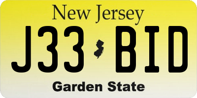 NJ license plate J33BID
