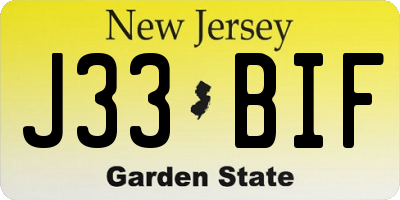 NJ license plate J33BIF