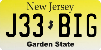 NJ license plate J33BIG
