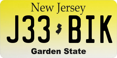 NJ license plate J33BIK