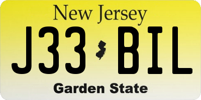 NJ license plate J33BIL
