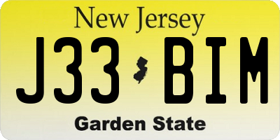 NJ license plate J33BIM