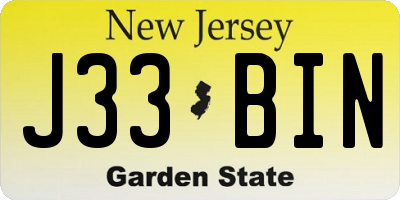 NJ license plate J33BIN