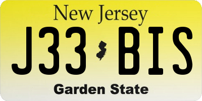 NJ license plate J33BIS