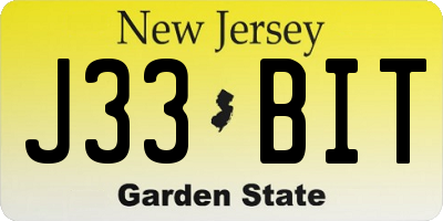 NJ license plate J33BIT