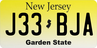 NJ license plate J33BJA