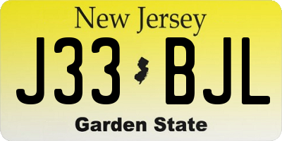 NJ license plate J33BJL