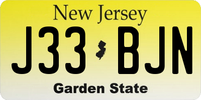 NJ license plate J33BJN