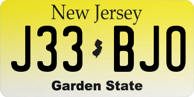 NJ license plate J33BJO