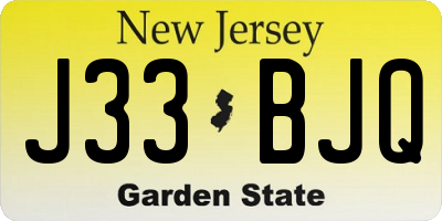 NJ license plate J33BJQ