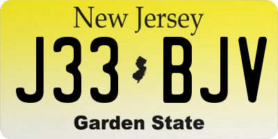 NJ license plate J33BJV