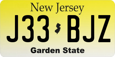 NJ license plate J33BJZ
