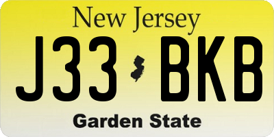 NJ license plate J33BKB