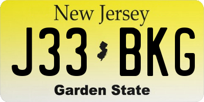 NJ license plate J33BKG