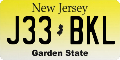 NJ license plate J33BKL