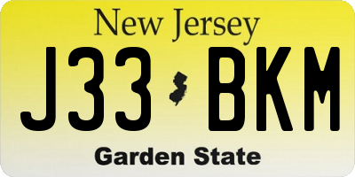 NJ license plate J33BKM