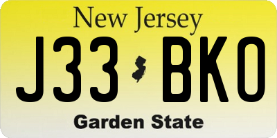 NJ license plate J33BKO