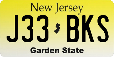 NJ license plate J33BKS