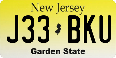 NJ license plate J33BKU