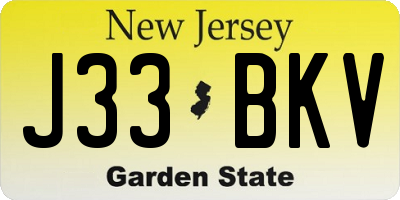 NJ license plate J33BKV