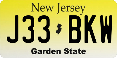 NJ license plate J33BKW