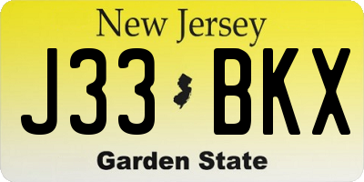 NJ license plate J33BKX