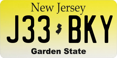 NJ license plate J33BKY