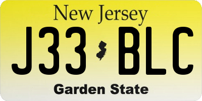NJ license plate J33BLC