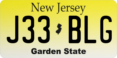 NJ license plate J33BLG