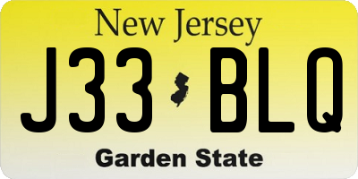 NJ license plate J33BLQ