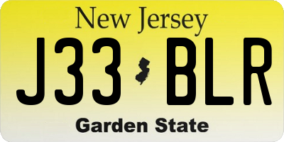 NJ license plate J33BLR