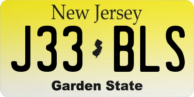 NJ license plate J33BLS