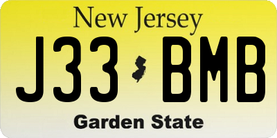 NJ license plate J33BMB