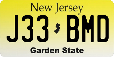 NJ license plate J33BMD