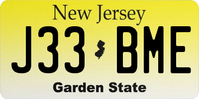 NJ license plate J33BME
