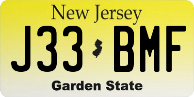 NJ license plate J33BMF