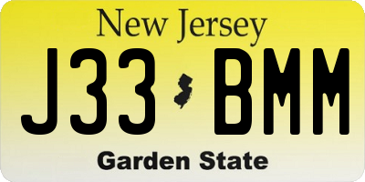 NJ license plate J33BMM