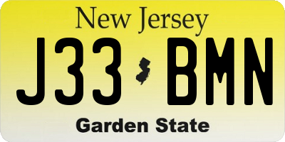 NJ license plate J33BMN
