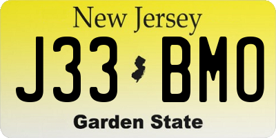 NJ license plate J33BMO