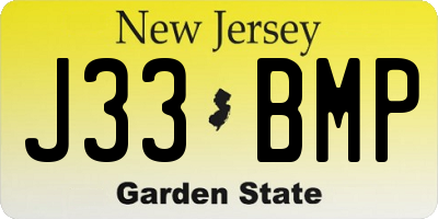 NJ license plate J33BMP