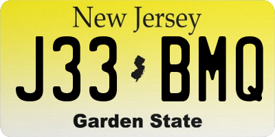 NJ license plate J33BMQ