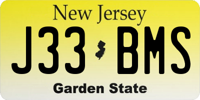 NJ license plate J33BMS