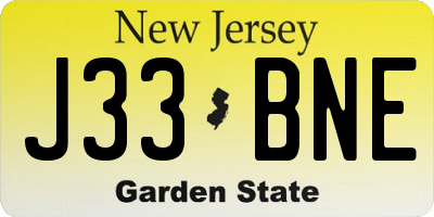 NJ license plate J33BNE
