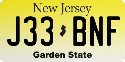NJ license plate J33BNF
